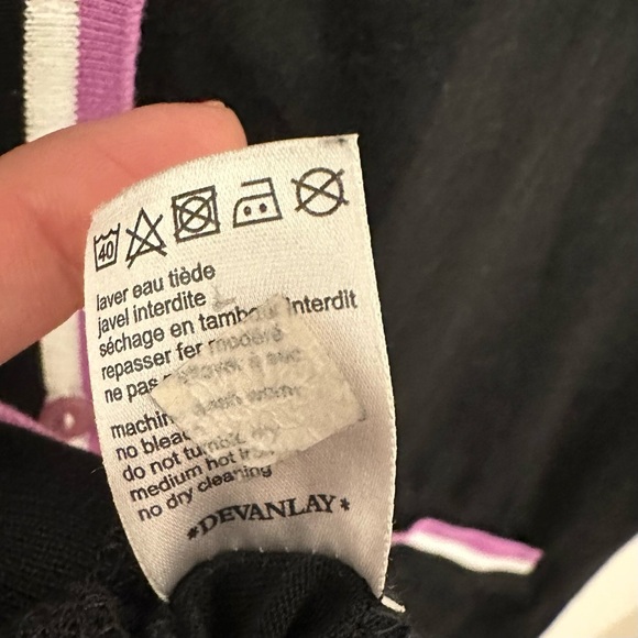 Lacoste Black Purple/Pink Long Cardigan Sweater 3/4 Sleeve Cotton Womens S - Picture 6 of 7